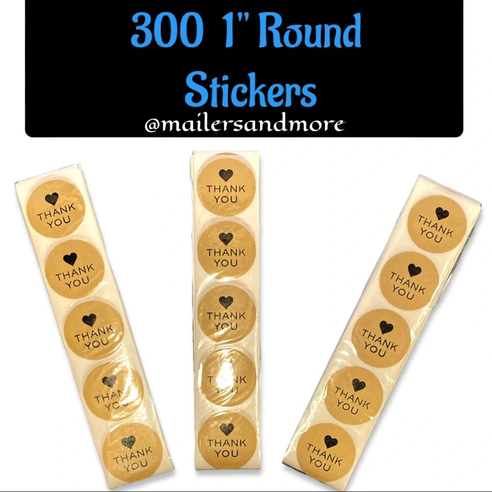 300 Pack of 1" Round Kraft Thank You Stickers "THANK YOU" PRICE IS FIRM - Picture 1 of 3